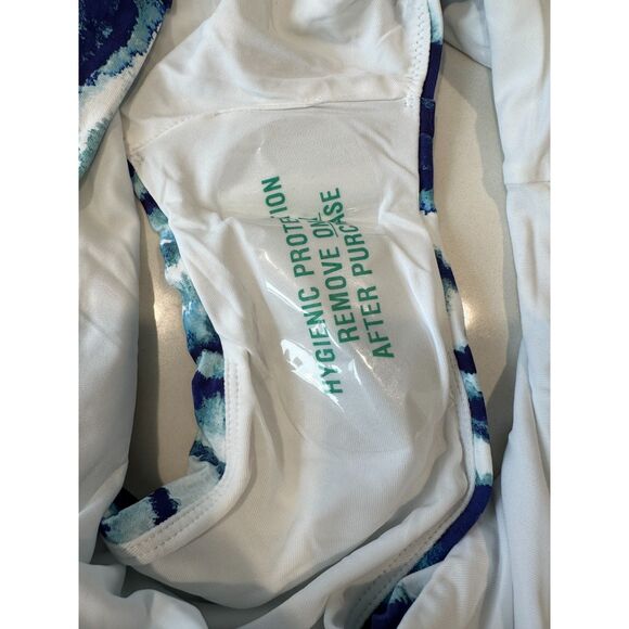 NWT Calia Wide Band Swim Bikini Bottom Watercolor Stripe Blue Size 2X - Picture 4 of 8